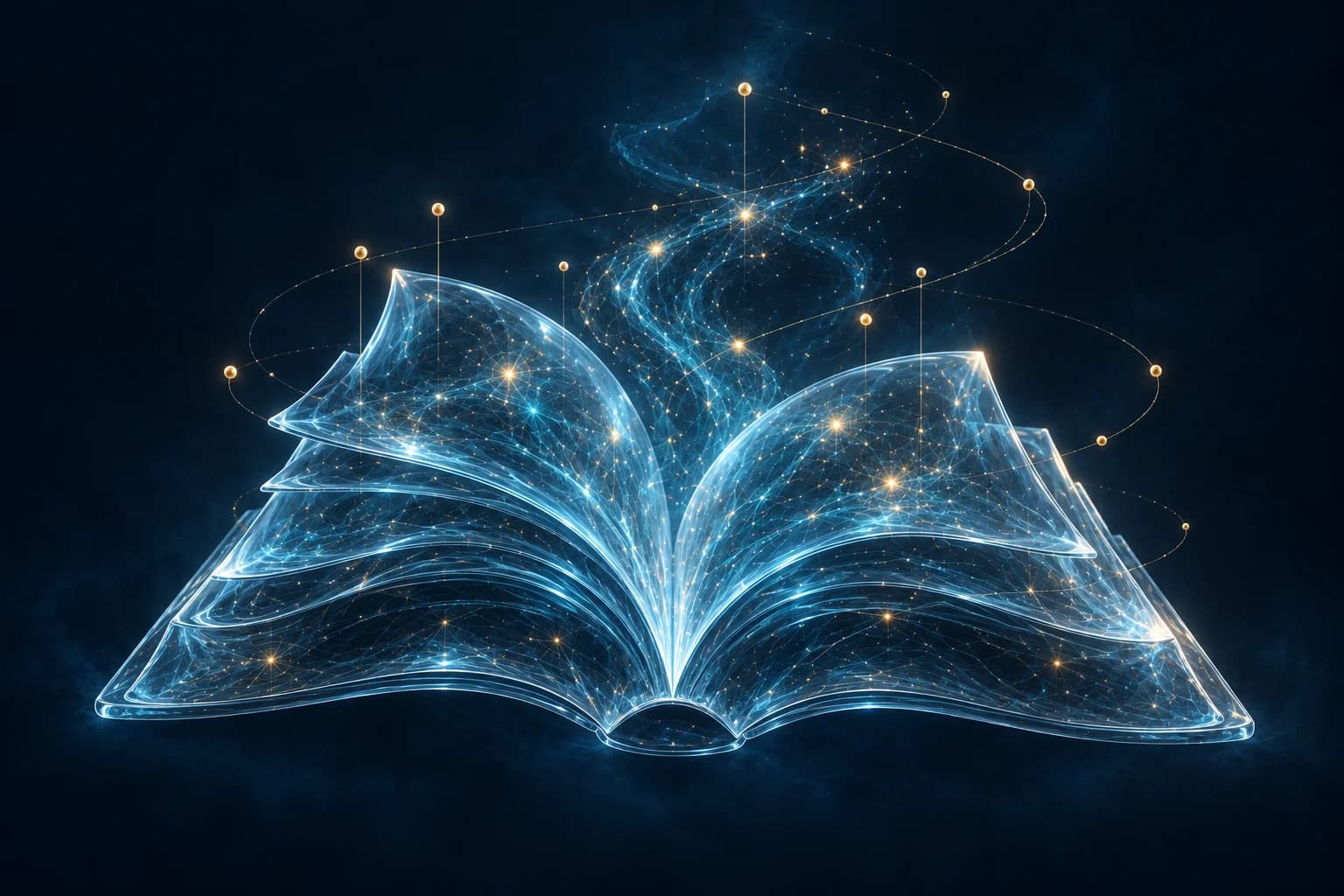 Livre ouvert sculpté dans le verre bleu : illustration de la lecture et de la transmission